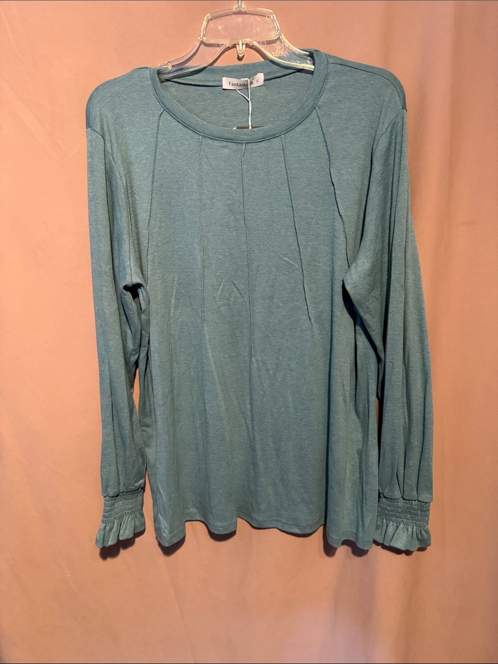 Teal Long-Sleeve Ruffle Cuff Top